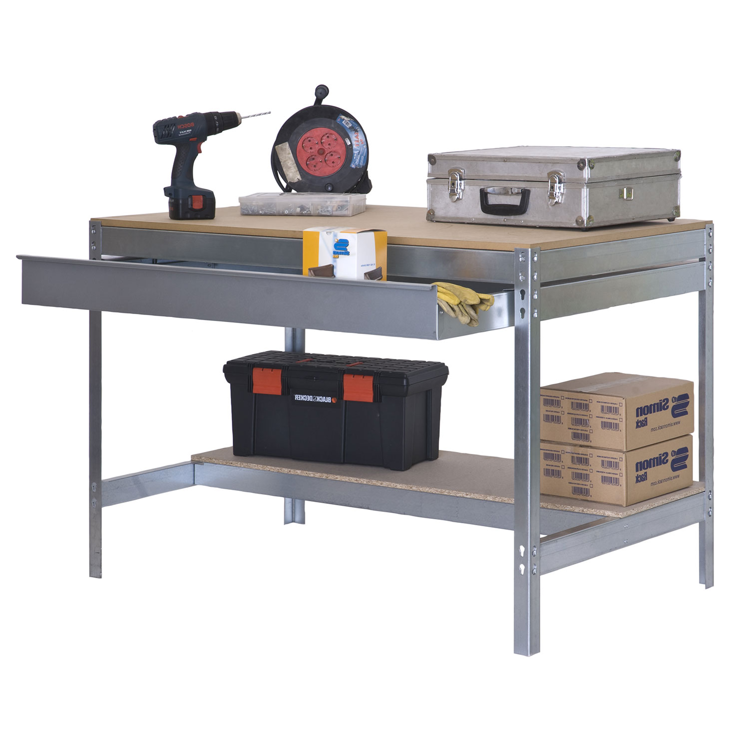 Banco trabajo simple + cajón (galva)