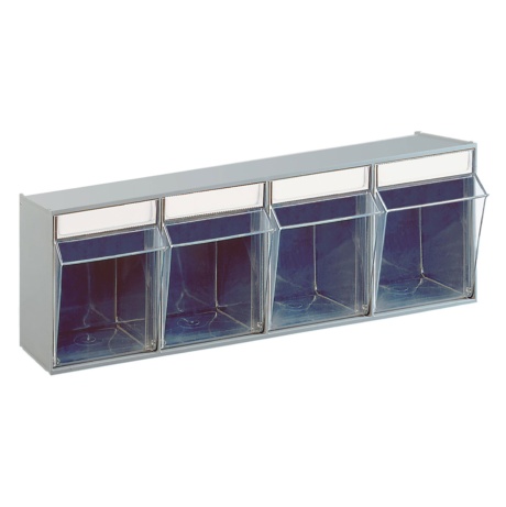 Caja de plástico basculante con 4 compartimentos - Cajas Almacenaje