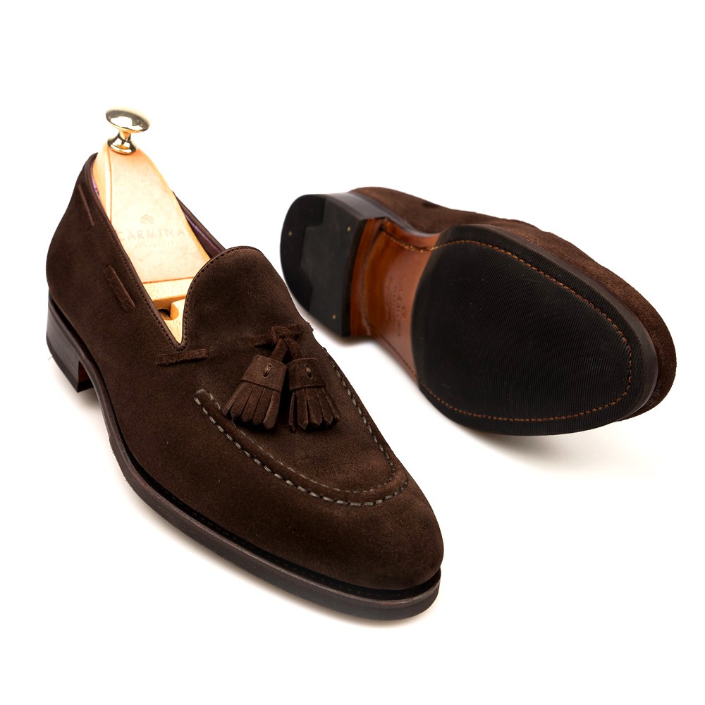 Tassel Loafers In Brown Suede Carmina