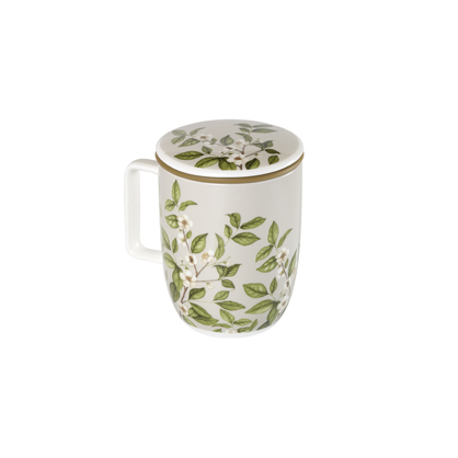 Tradineur - Taza para té, infusiones con filtro y tapa, cerámica y acero  inoxidable, mantiene caliente la infusión, regalo origi