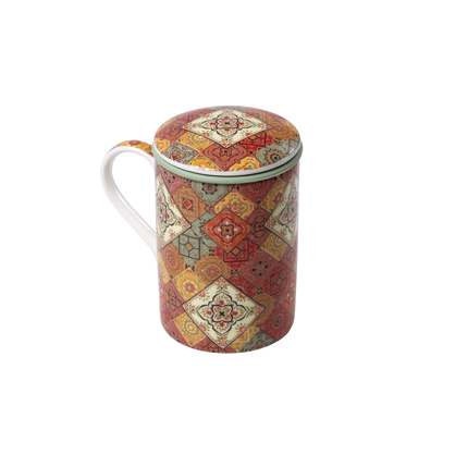 Taza de cerámica para té con filtro de acero inoxidable y tapa, mantiene  caliente la infusión (I Love You, 300 ml, m