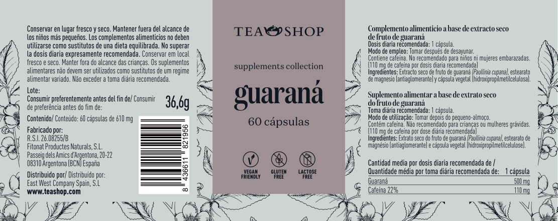 Cápsulas vegetales de Guarana - Item1