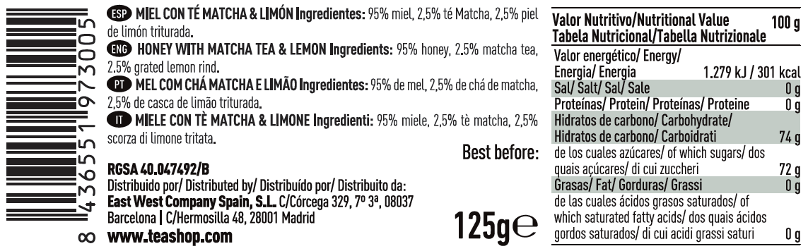 Honey with matcha and lemon. Honey - Item1
