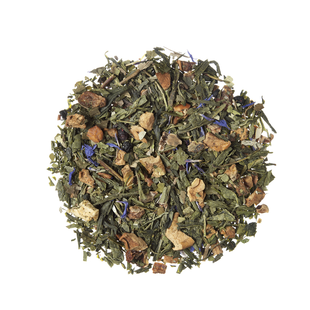 Blueberry Muffin_ Green tea. Loose teas. Teas, rooibos teas and herbal teas, Antioxidant, Diabetics, People with Coeliac Disease, People Intolerant to Nuts, People Intolerant to Lactose, People Intolerant to Soya and Soya Products, Vegetarians, Children, Pregnant Women, , Tea Shop® - Item