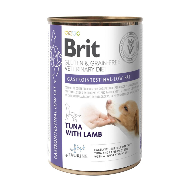 Gastrointestinal Low Fat Wet, alimento húmedo para perros con diarreas, marca Brit