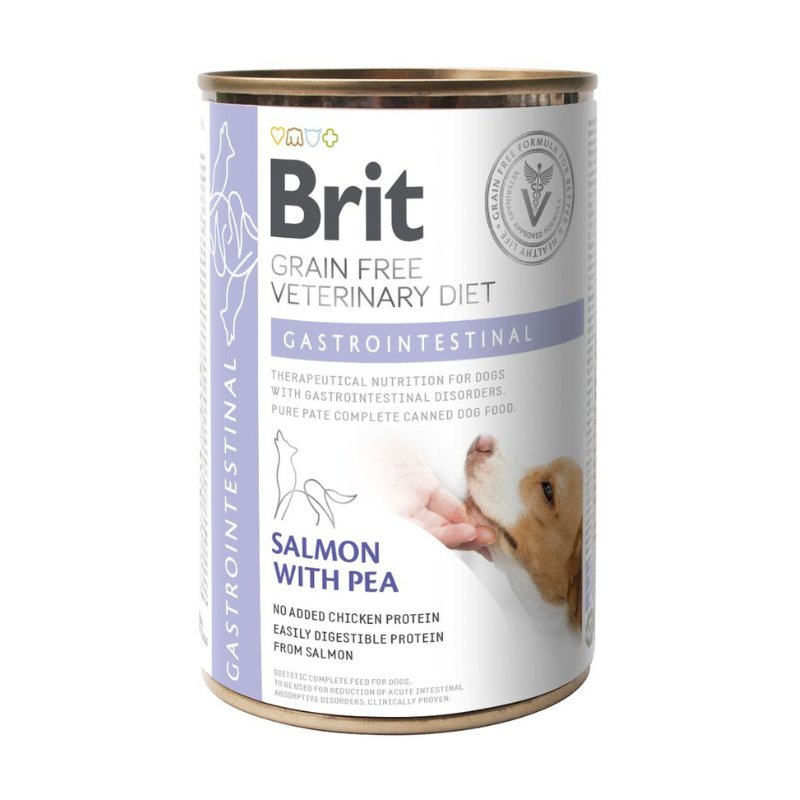 Llaunes de menjar per gossos amb problemes digestius, marca Brit