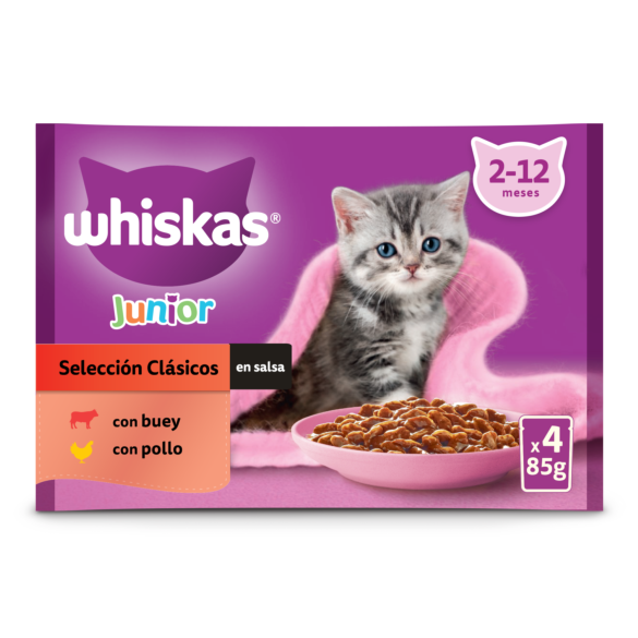 Whiskas Core Junior Seleccion Clásicos Salsa, aliment humit per gats