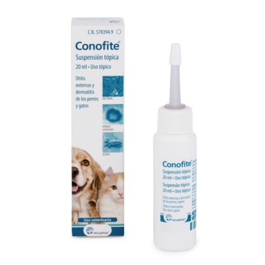 Conofite, gotes per otitis en gats i gossos, laboratori Ecuphar