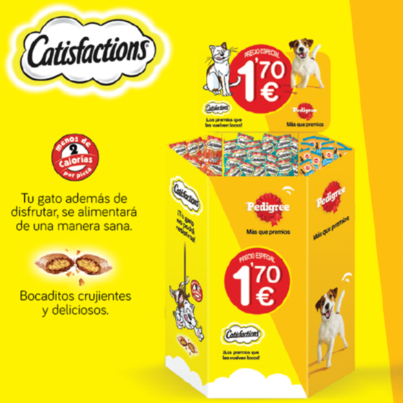 Bazar Catis + Rodeo, expositor de snacks para mascotas, marca Mars Pedigree