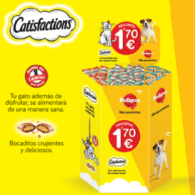 Bazar Catis + Rodeo, expositor de snacks para mascotas, marca Mars Pedigree
