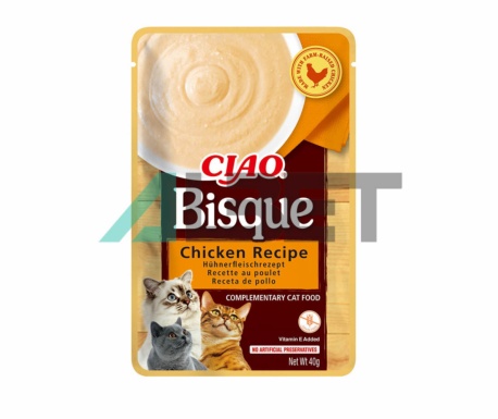 Bisque Pollo, snack cremoso para gatos, marca Churu