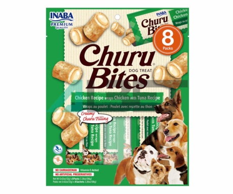 Bites Pollo Atún Churu Dog, snacks mossets naturals per gossos