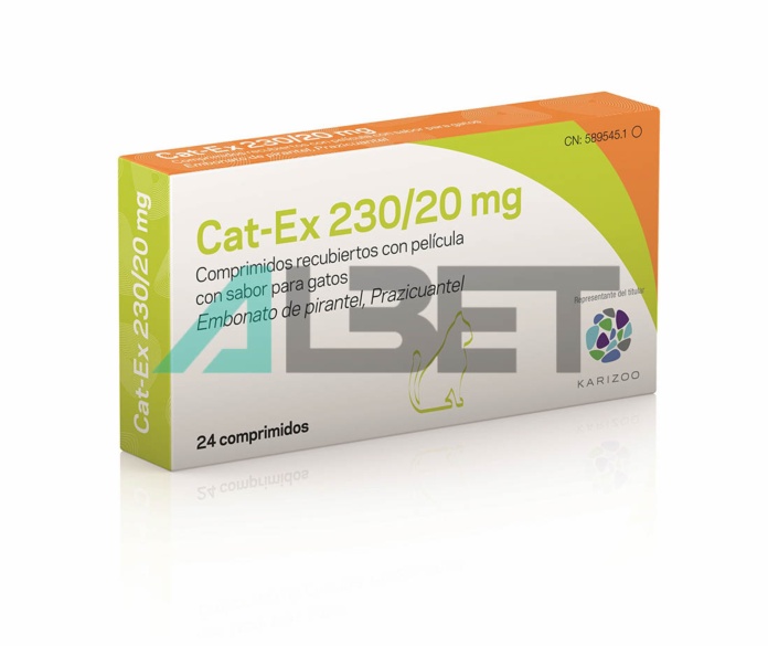 Cat-Ex 230/20mg, comprimidos antiparasitarios para gatos, labortorio Alivira