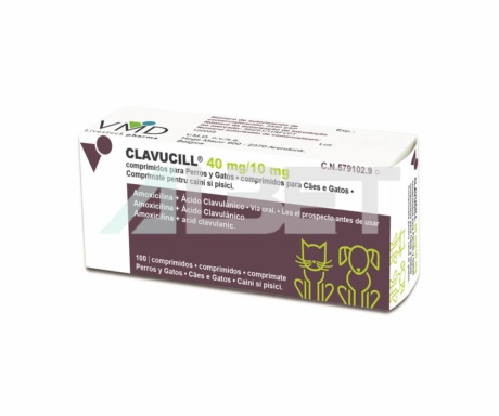 Clavucill, comprimidos antibióticos para gatos y perros, laboratorio Hifarmax.
