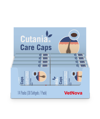 Cutania Total Care Caps, suplemento para la piel de perros y gatos, laboratorio Vetnova