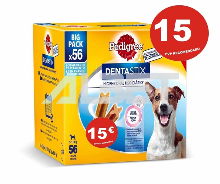 Dentastix Pequeño Multipack 56, snacks para la higiene oral de perros pequeños, marca Pedigree