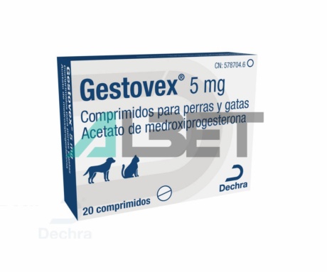 Gestovex comprimidos para controlar el celo en gatas y perras, laboratorio Dechra
