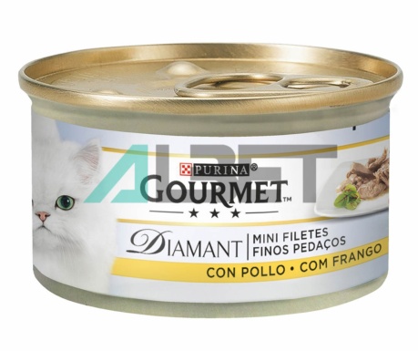 Gourmet Diamant Finas Lonchas de Carnes Asadas Pollo, alimento en latas para gatos, Purina