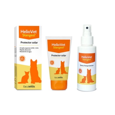 Protección solar en crema y spray para gatos y perros, marca Stangest