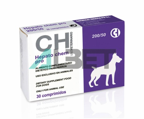 Hepato Chem Pro 200/50, suplemento hepátco para perros, laboratorio Chemical Iberica