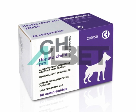 Hepato Chem Pro 200/50 60c, suplemento hepátco para perros, laboratorio Chemical Iberica