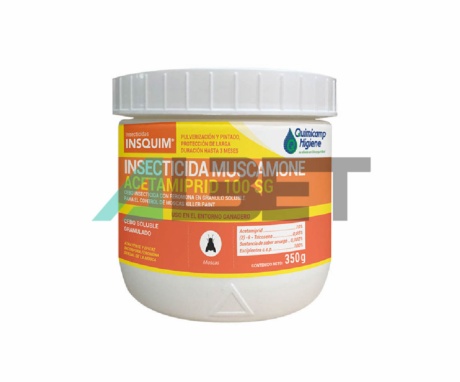 Muscamone Insecticida AC 100 SG, insecticida contra moscas, laboratorio Insquim