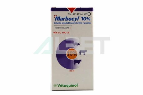 Marbofloxacino antibiótico inyectable para animales, laboratorio Vetoquinol