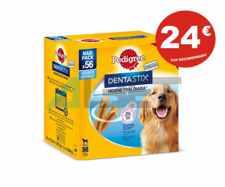 Dentastix Large Multipack 56, snacks per la higiene oral de gossos grans, marca Pedigree