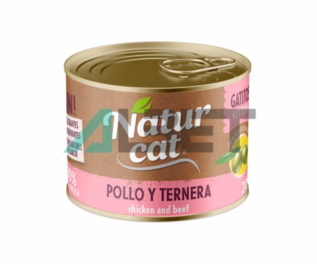 Llaunes d'aliment natural per gatets, marca Naturcat