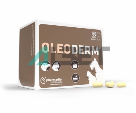 Oleoderm, 60 cápsulas suplemento dermatológico para perros y gatos, marca Opko