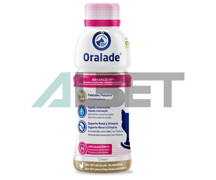 Oralade Advaned RF, rehidratant oral per gats, marca Ecuphar