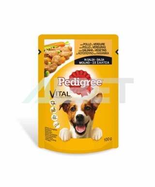 Pedigree Vital Adulto Húmedo - Snacks para perros en forma de bocaditos con gelatina o salsa. En sobres individuales de 100 gramos
