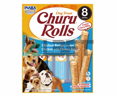 Rolls Pollo Salmón Churu Dog, snacks naturales para perros