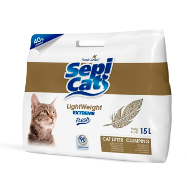 Sorra aglomerant d'argila perfumada per gats, marca Sepicat