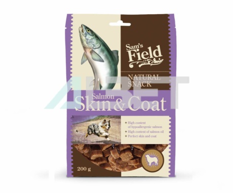 Sam´s Field Natural Snack Salmon Skin & Coat, Snack natural per gossos, millora la pell i el pèl