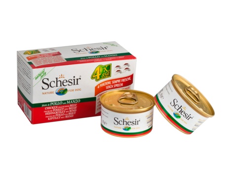 Multipack de latas de comida natural para perros, marca Schesir