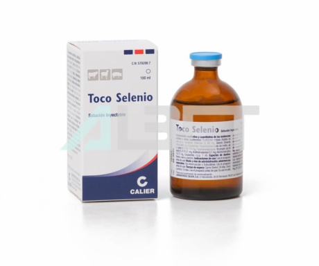Suplemento inyectable de Vitamina E y Selenio, marca Calier