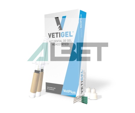 Vetigel Kit Dental, gel hemostático para procedimientos dentales y cirugía oral, Vetplus