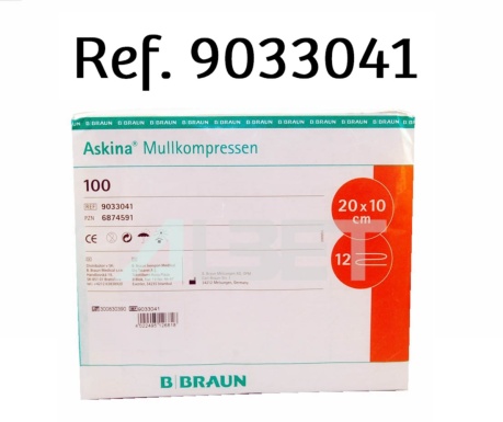 Askina gassa Mullkompressen No estèril de la marca Braun. Per ús clínic