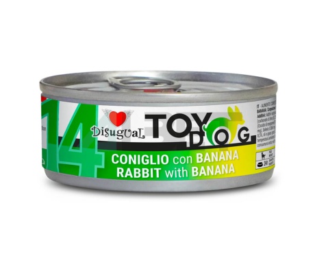 Rabbit Banana ToyDog, llaunes de paté per gossos petits, marca Disugual