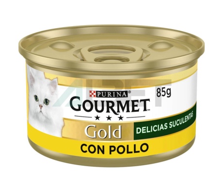 Delicias Suculentas Pollo Gourmet Gold, latas de comida para gatos