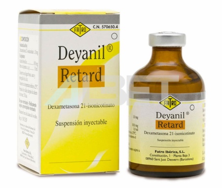 Deyanil Retard, vial glucocorticoide injectable per animals, marca Fatro