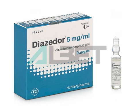 Diazepam inyectable para perros y gatos, marca Karizoo