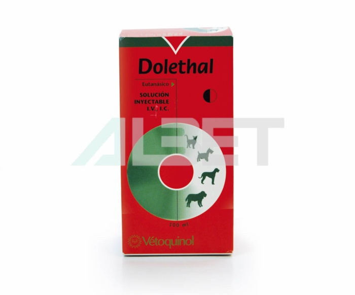 Dolethal eutanàsic injectable per animals, laboratori Vetoquinol.
