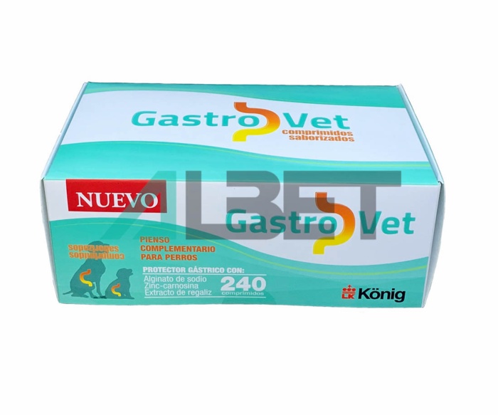 Gastrovet, protector gástrico en comprimidos para perros y gatos, laboratorio Konig