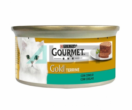 Terrina Conejo Gourmet Gold, alimentación húmeda en latas para gatos, Purina