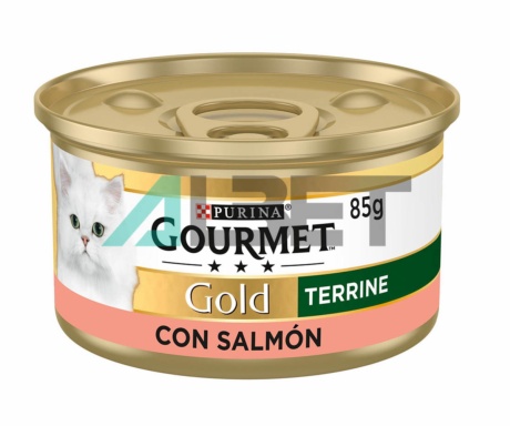 Gourmet Gold Terrine con Salmón, alimento húmedo en latas para gatos, Purina