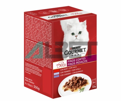 Gourmet Mon Petit Seleccion Carnes, alimento húmedo para gatos, marca Purina