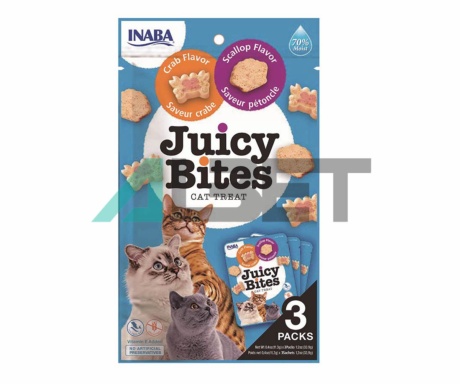 Juicy Bites Vieira y Cangrejo, snacks para gatos, marca Churu