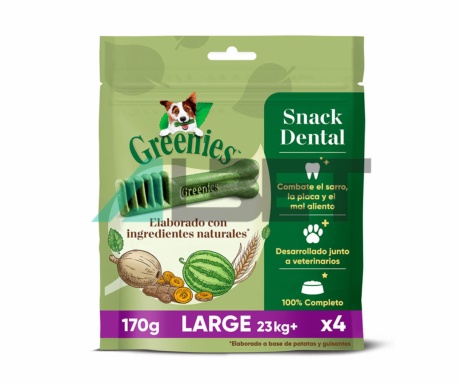 Snacks dentales para perros grandes, marca Greenies